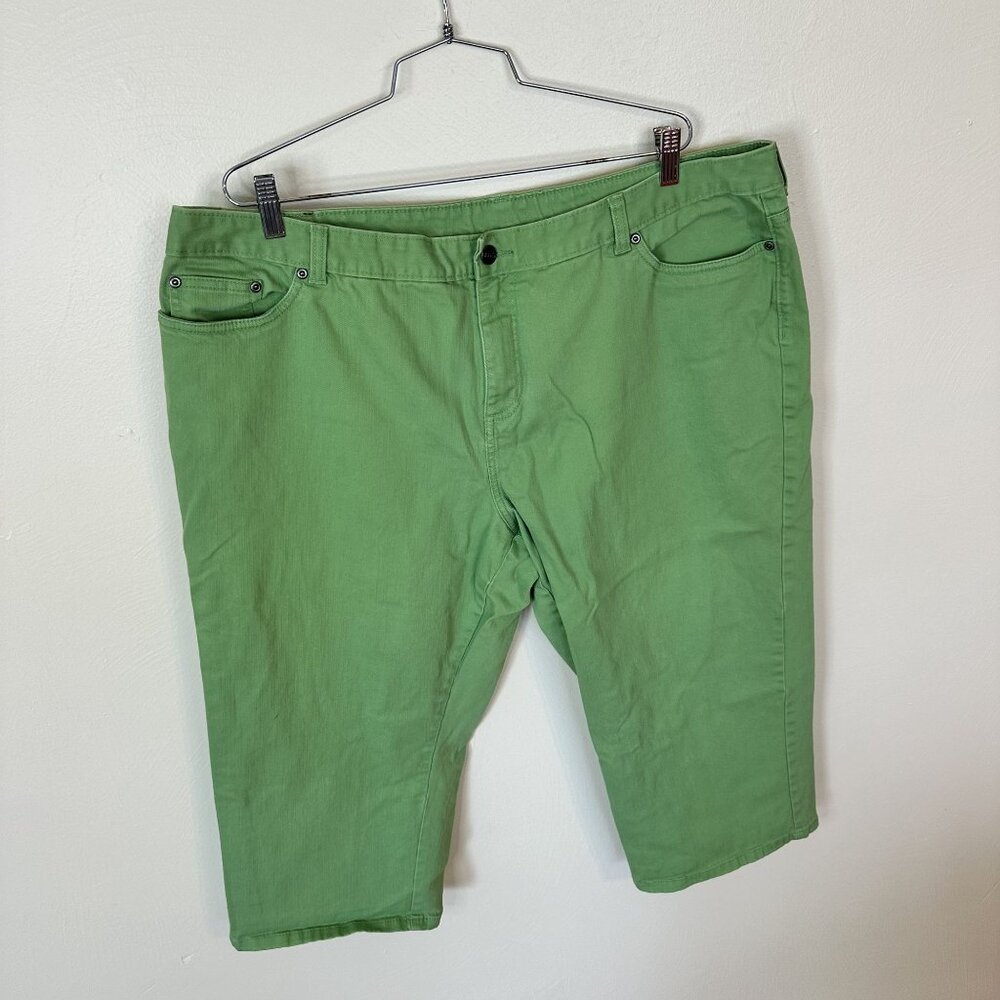 L.L.Bean Womens Lime Green Capri Pants 20W Cotton